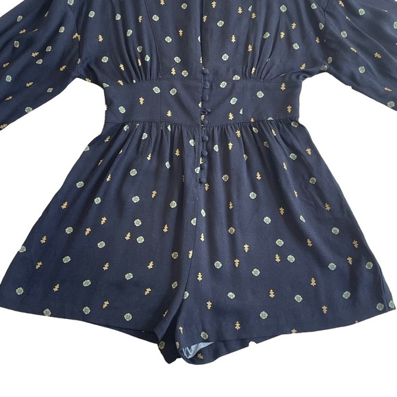 Free People Women’s Love Grows Floral Print Romper Size S Puff Sleeves - Picture 6 of 12